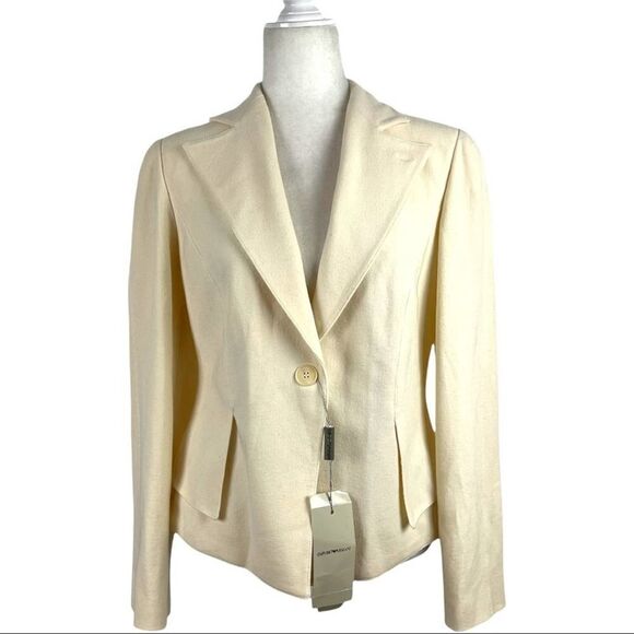 New Emporio Armani Single-breasted Fitted High/low Peplum Blazer Size 12 - Picture 15 of 15